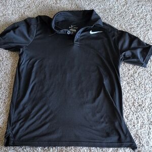 Nike Black Dri-FIT Polo with White Swoosh Boys Size Medium